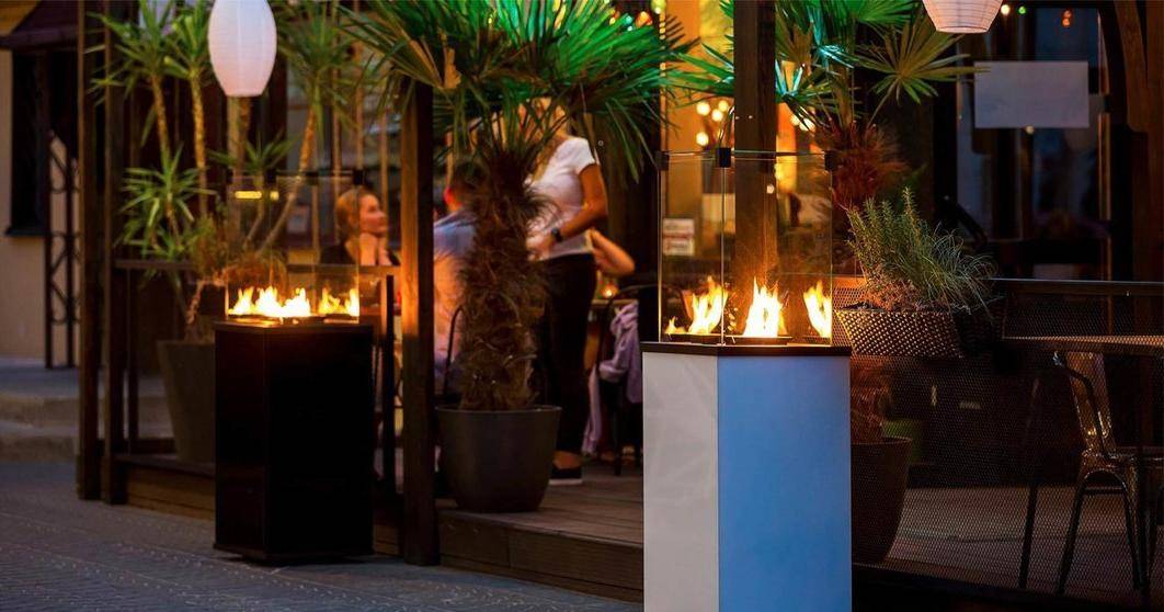 Газовый нагреватель Kratki PATIO Mini/M/G31/37Mbar/B, белое стекло, с ручным управлением