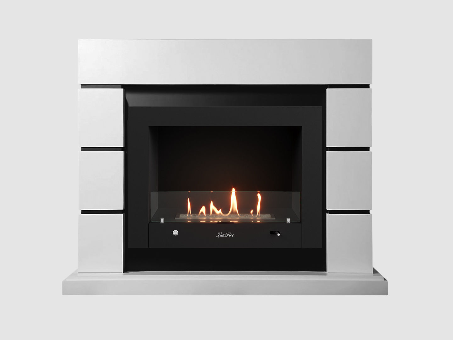 Каминный портал МДФ "Аляска 1240" с биокамином Lux Fire "Фаер Бокс 4-30" (белый) по цене 122 100 руб.