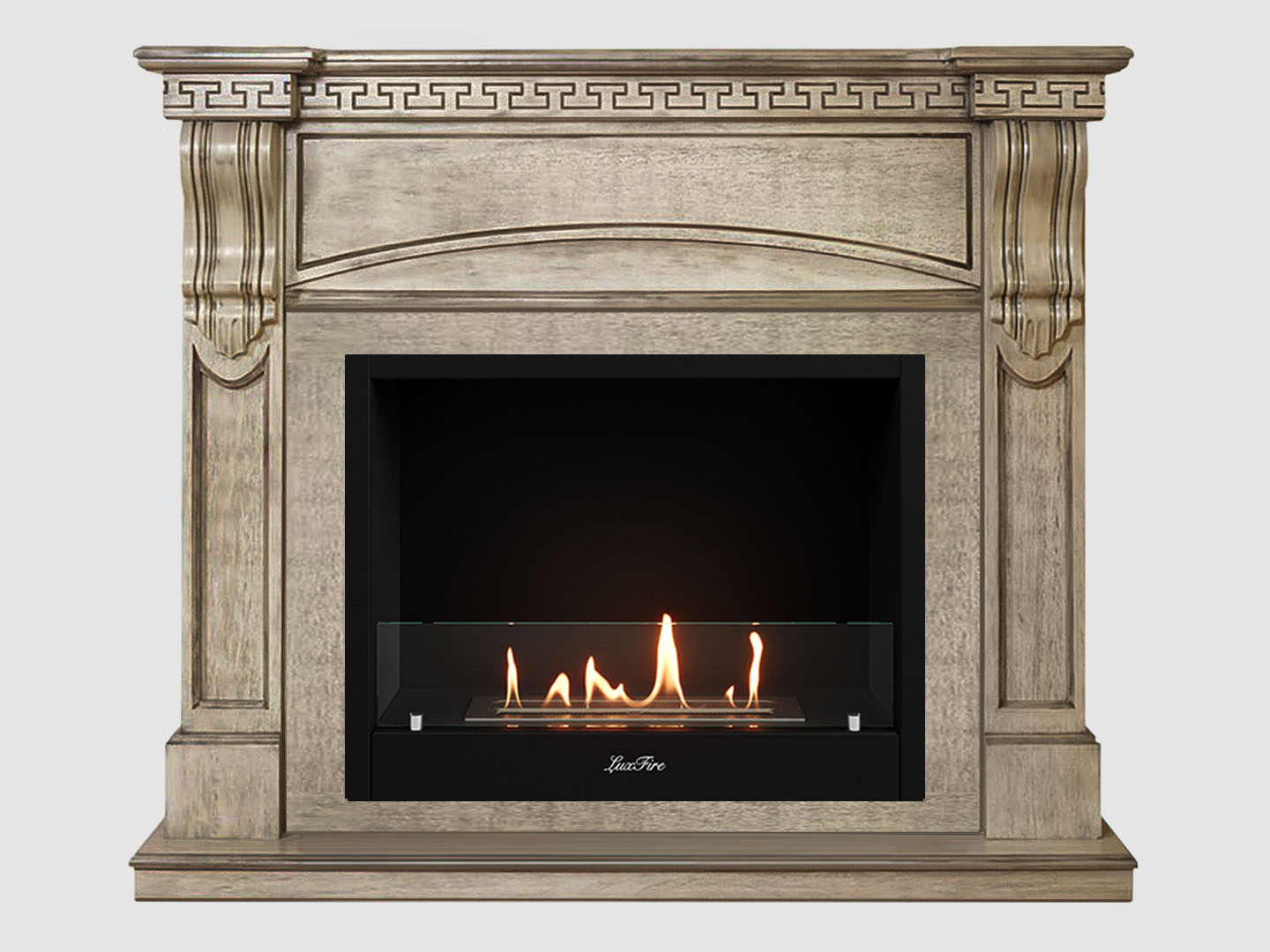 Каминный портал МДФ "Мюнхен 1250" с биокамином Lux Fire "Фаер Бокс 1 - 33" (бежевый) по цене 83 700 руб.