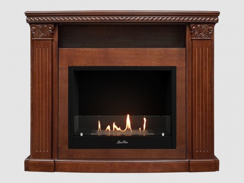 Каминный портал МДФ "Людовик 1300" с биокамином Lux Fire "Фаер Бокс 1 - 30" (темный орех)